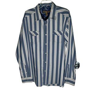 Mens Long Sleeved Western Shirt Pearl Snaps Blue By Pronto Uomo Size 2XL
